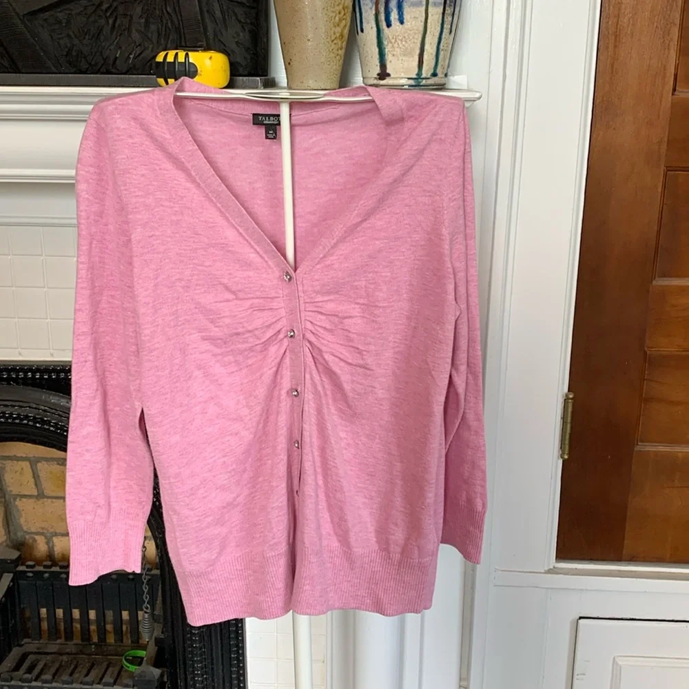 Talbots rhinestone button v‎ neck cardigan. Worn about 4x